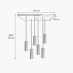 Hängeleuchte Messing B: 80 cm in Bronze hell 6x E27 massiv