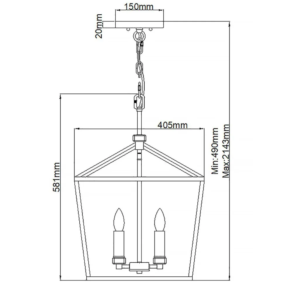 Hängeleuchte Metall B: 40,5 cm H: max. 216,9 cm E14