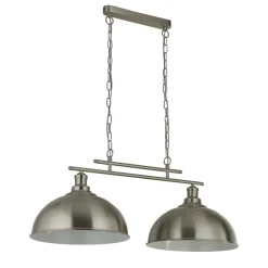 Hängeleuchte Metall B: 81,5 cm in Silber 2-flammig E27