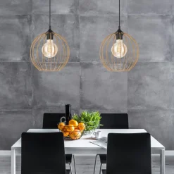 Hängeleuchte Metall Draht Ø 24 cm verstellbar Gold Retro E27