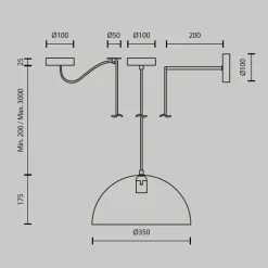 Hängeleuchte Metall E27 D: 35 cm rund H: max. 320 cm