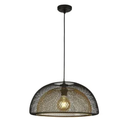 Hängeleuchte Metall E27 D: 45,5 cm in Schwarz Gold