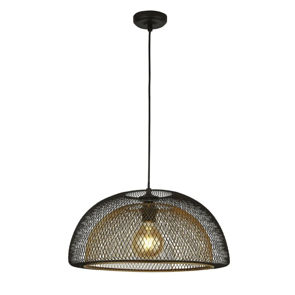 Hängeleuchte Metall E27 D: 45,5 cm in Schwarz Gold