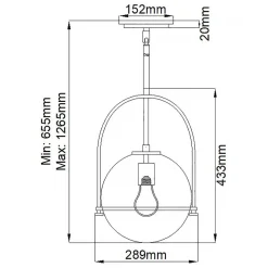 Hängeleuchte Metall Glas Ø 28,9 cm rund E27 Vintage