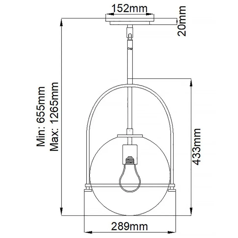Hängeleuchte Metall Glas Ø 28,9 cm rund E27 Vintage