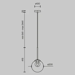 Hängeleuchte Metall Glas Ø 20 cm H: max. 344,1 cm G9