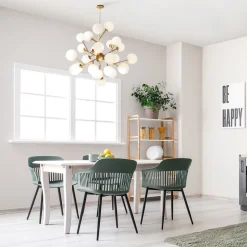 Hängeleuchte Metall Glas 65 cm breit H: max. 146,5 cm