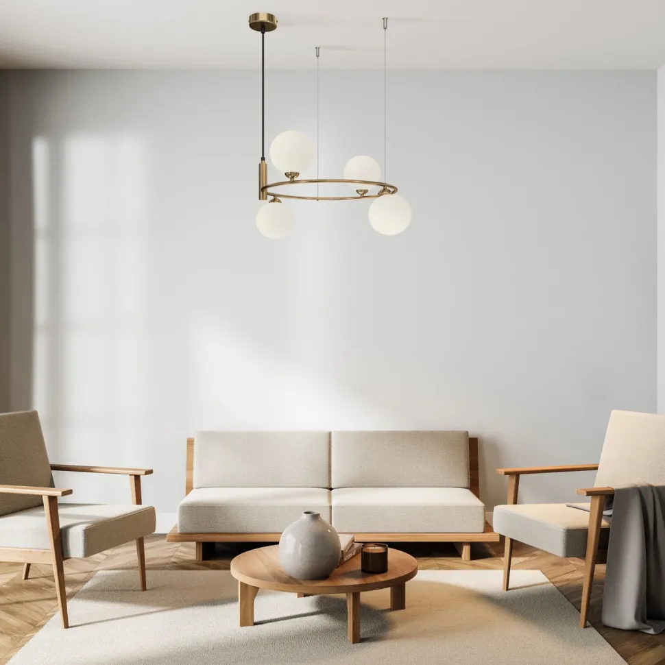 Hängeleuchte Metall Glas B: 39 cm H: max. 178 cm G9