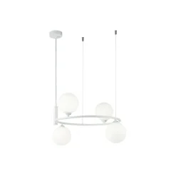 Hängeleuchte Metall Glas B: 39 cm H: max. 184 cm Weiß