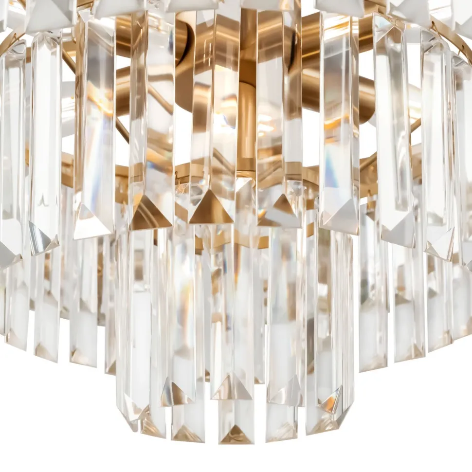 Hängeleuchte Metall Glas E14 rund D: 50 cm in Messing