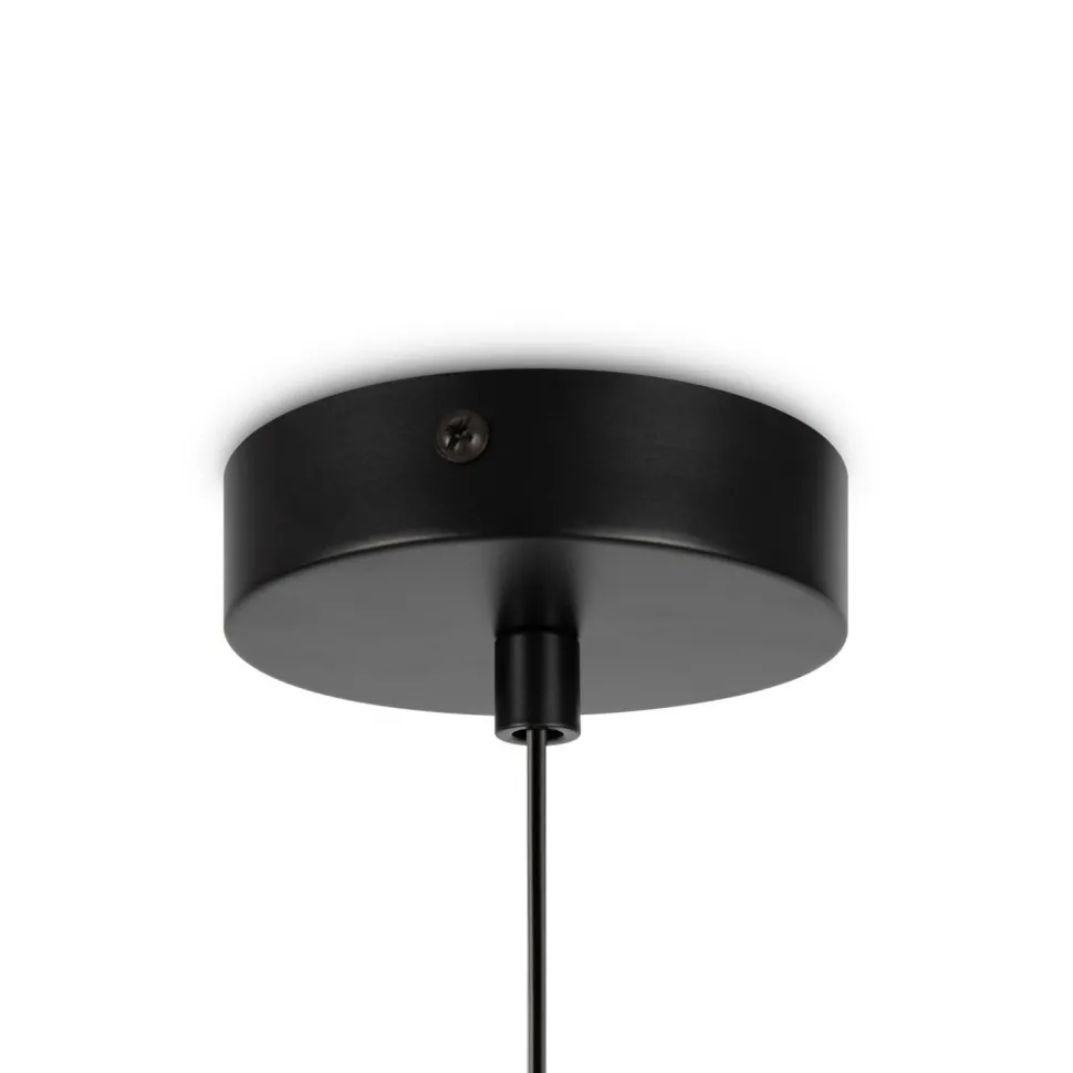 Hängeleuchte Metall Glas E14 Ø 15 cm rund Schwarz Weiß