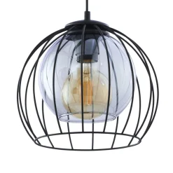 Hängeleuchte Metall Glas 3-flammig Schwarz Grau E27