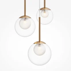 Hängeleuchte Metall Glas G9 rund D: 40 cm in Gold CORA