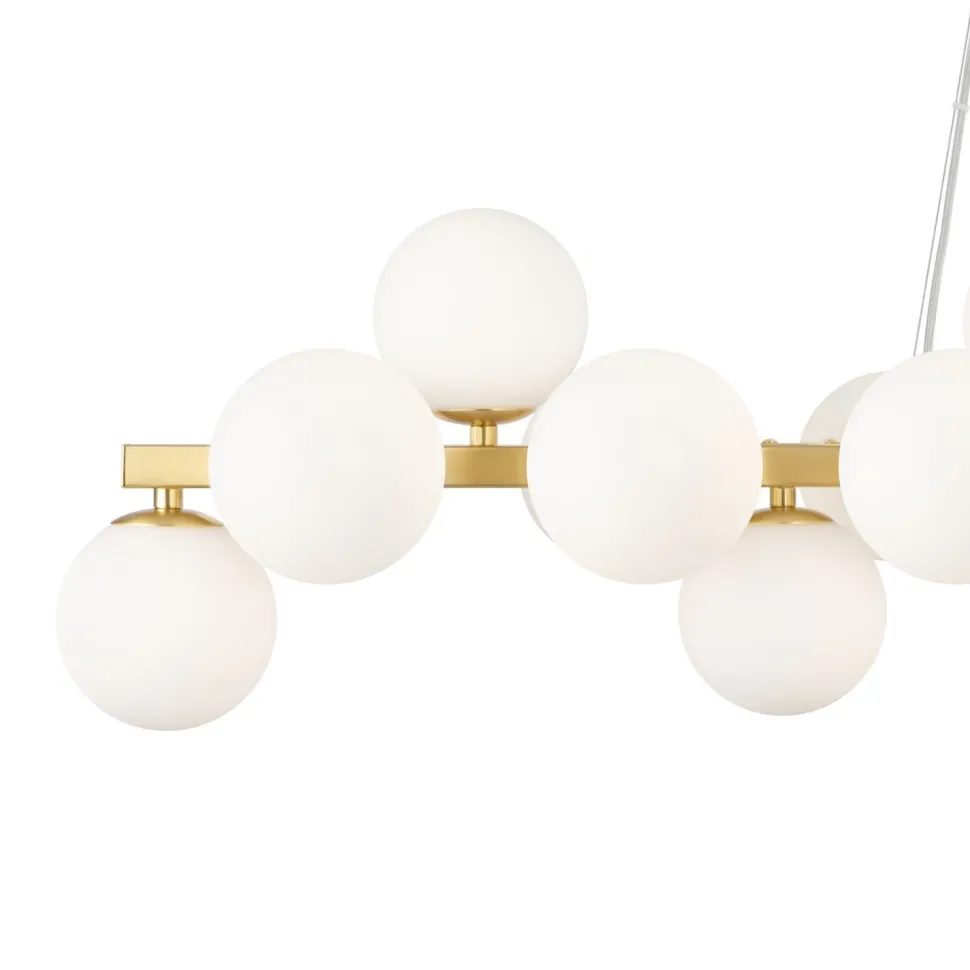 Hängeleuchte Metall Glas H: max. 133,9 cm in Gold Weiß