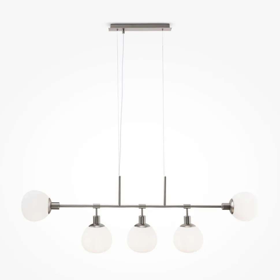 Hängeleuchte Metall Glas H: max. 149,3 cm Nickel Weiß