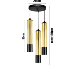 Hängeleuchte Metall GU10 Ø35 cm Schwarz Gold 3-flammig