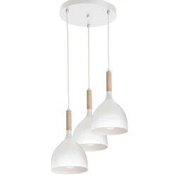 Hängeleuchte Metall Holz Skandinavisch Weiß 3