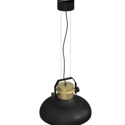 Hängeleuchte Metall Industrie Design Schwarz Gold