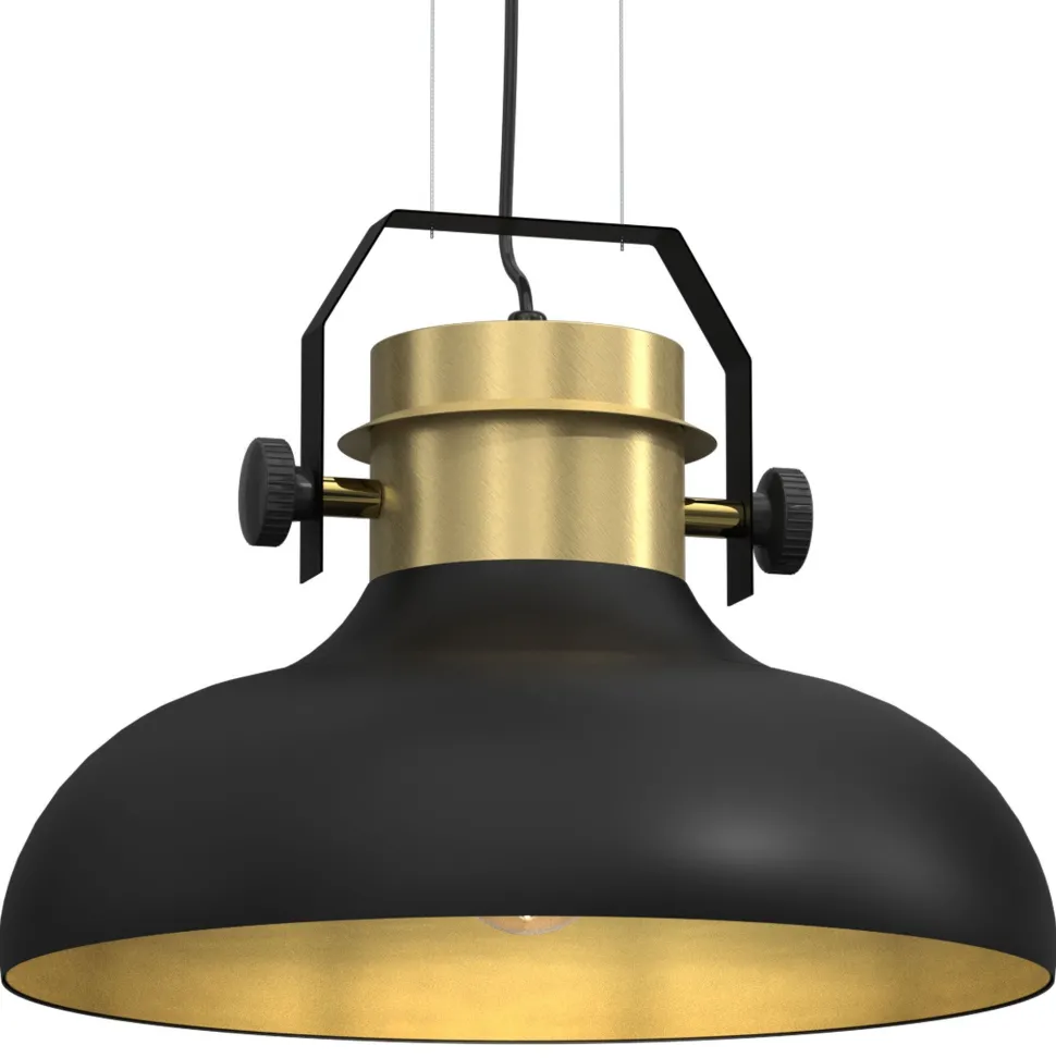 Hängeleuchte Metall Industrie Design Schwarz Gold