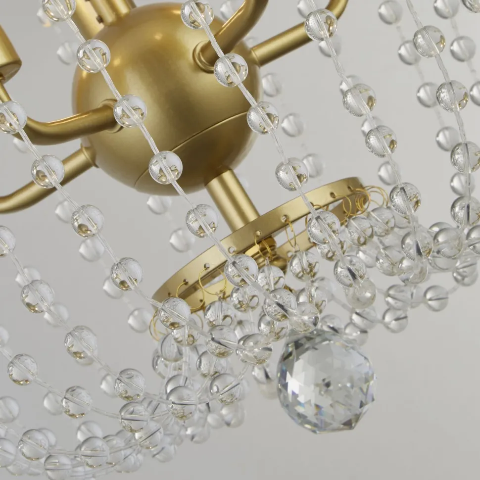 Hängeleuchte Metall Kristall 5x E14 Ø 36 cm in Gold