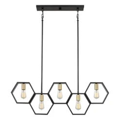 Hängeleuchte Metall L: 101,6 cm höhenverstellbar Schwarz Gold