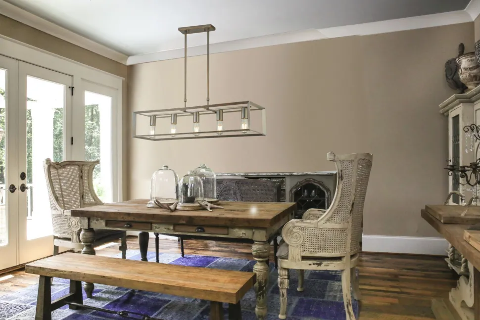 Hängeleuchte Metall länglich B: 90 cm in Silber-Gold E27