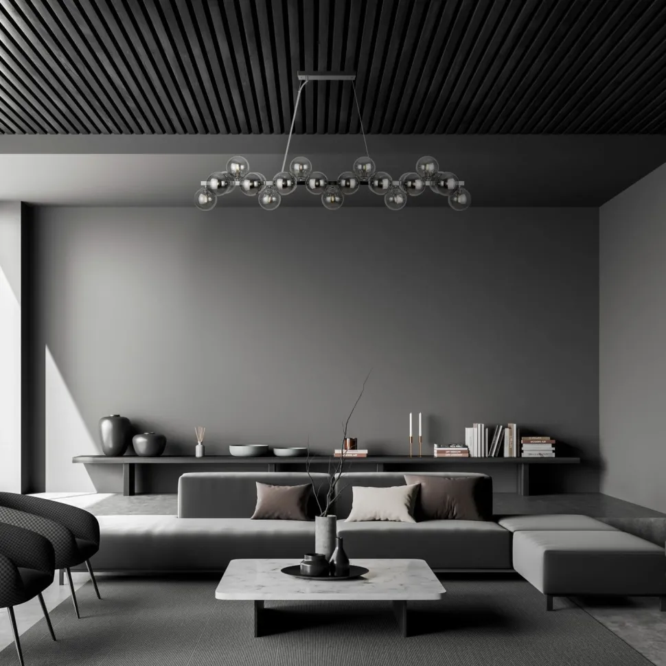 Hängeleuchte Metall Rauchglas H: max. 133,9 cm G9 HILDA