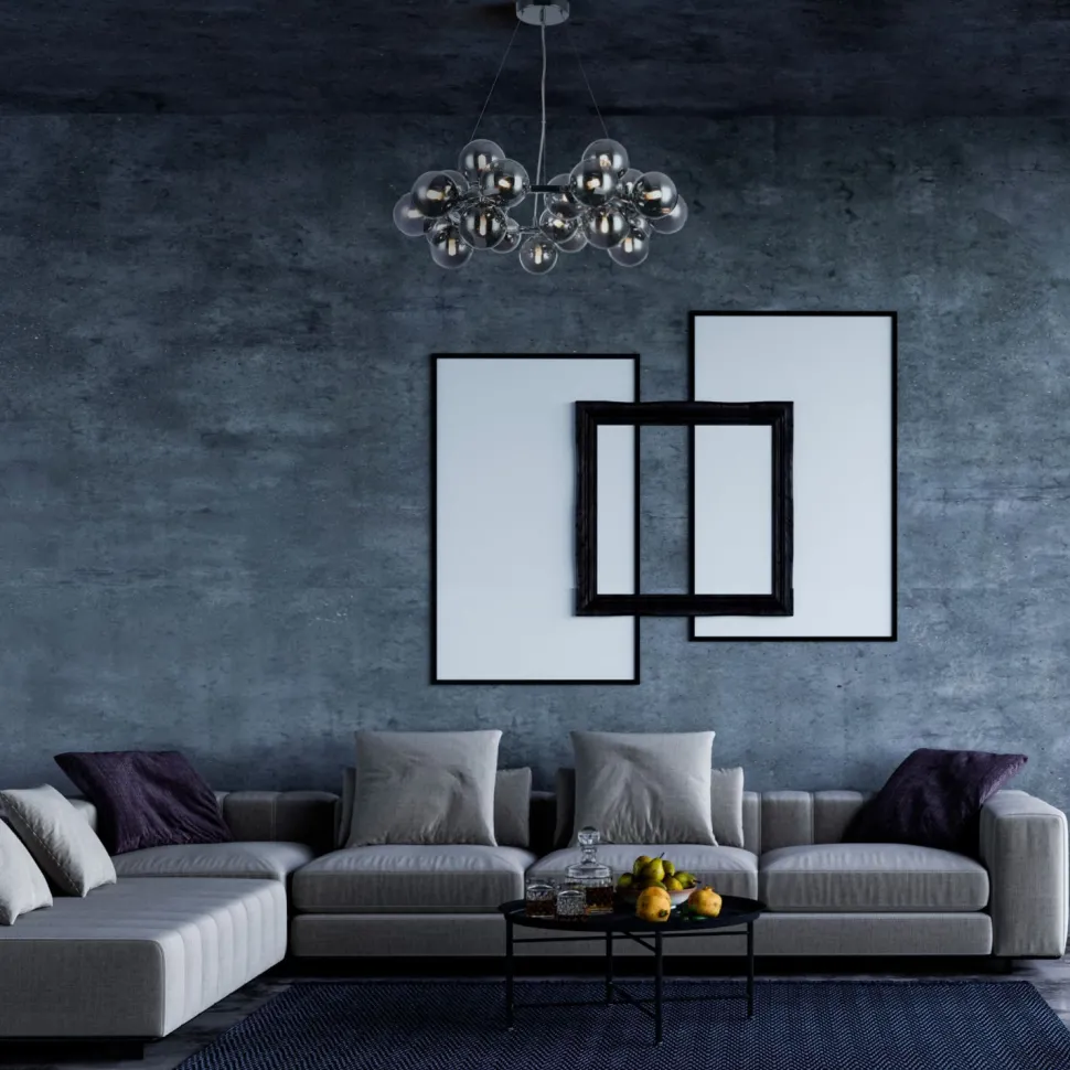 Hängeleuchte Metall Rauchglas G9 69 cm breit Modern