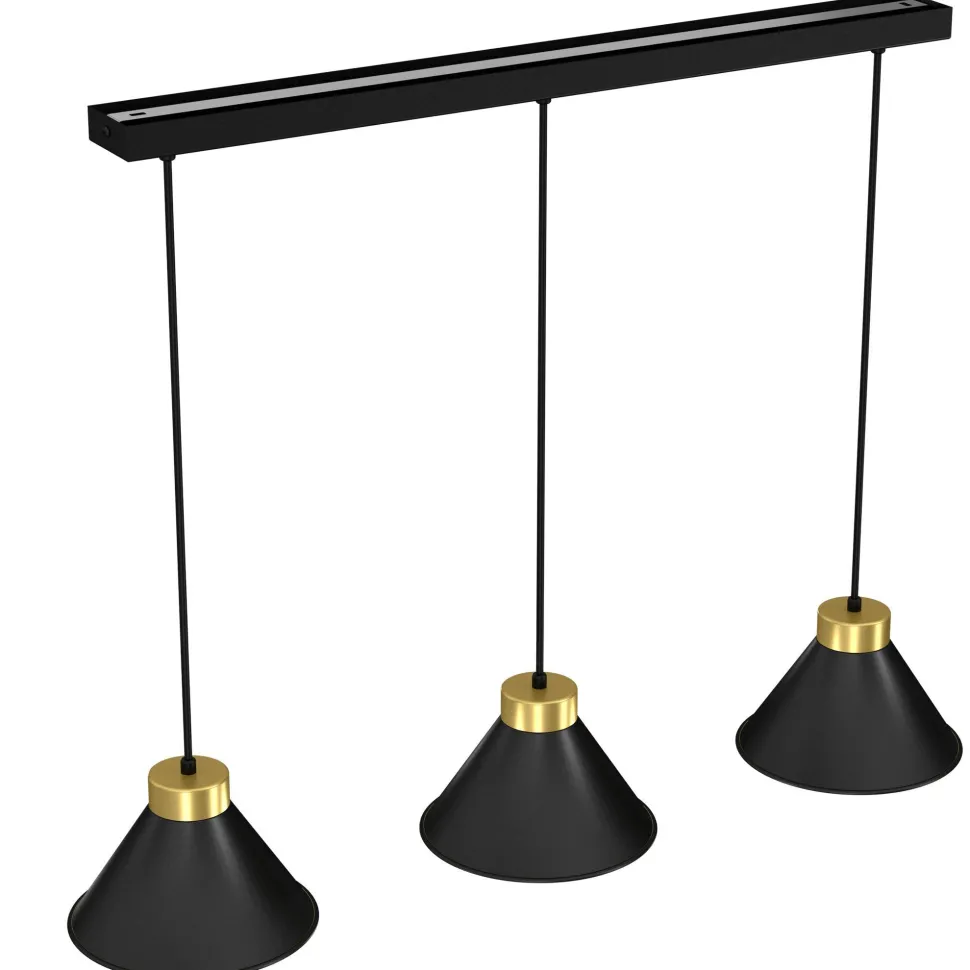 Hängeleuchte Metall Schwarz Gold 3-flammig E27 RIAN