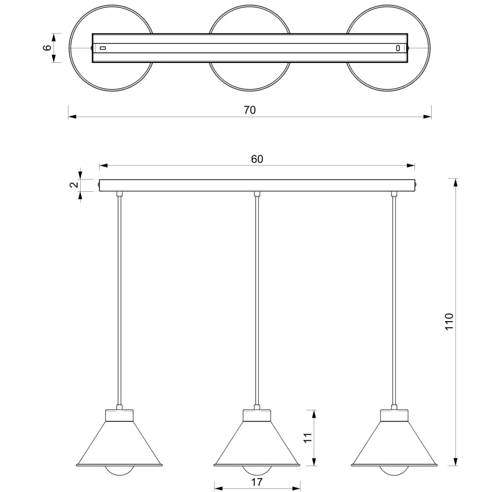 Hängeleuchte Metall Schwarz Gold 3-flammig E27 RIAN