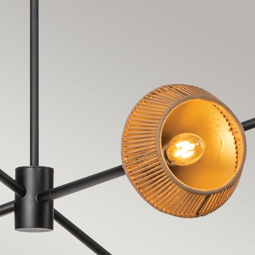 Hängeleuchte Metall Seil H: max. 162,5 cm Schwarz Beige E14