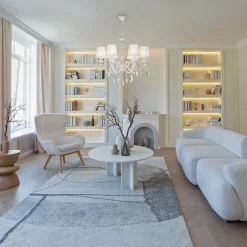 Hängeleuchte Metall Stoff 63 cm breit H: max. 116 cm