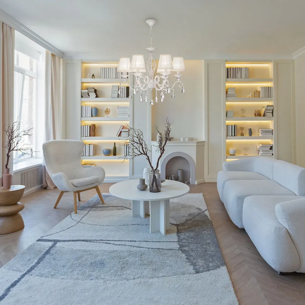 Hängeleuchte Metall Stoff 63 cm breit H: max. 116 cm