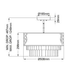 Hängeleuchte Modern Ø 50,8 cm rund Edelstahl Kristall