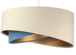 Hängeleuchte Modern Ø 50 cm Stoff Creme Blau Gold E27