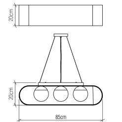 Hängeleuchte Modern B: 85 cm Furnier aus Teak Holz Glas 3x E27