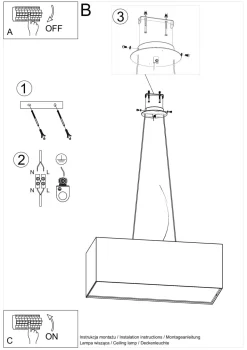 Hängeleuchte Modern Weiß eckig B: 80 cm 3x E27