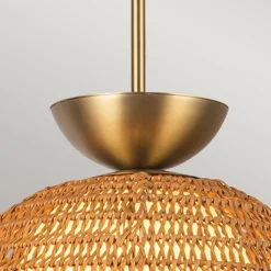 Hängeleuchte Rattan Glas Metall Ø 37,5 cm H: max. 147,9 cm E27