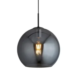 Hängeleuchte Rauchglas Ø 30 cm Grau Schwarz KAYLEE