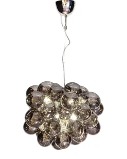 Hängeleuchte Rauchglas 50 cm breit 8x G9 Modern Chrom Grau