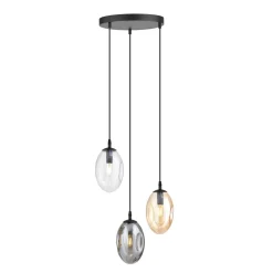 Hängeleuchte Rauchglas 3-flammig E14 Ø 40 cm CARLU