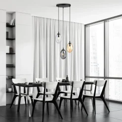 Hängeleuchte Rauchglas 3-flammig E14 Ø 40 cm CARLU