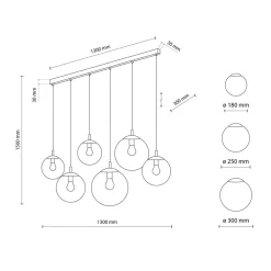 Hängeleuchte Rauchglas Metall 130 cm lang H: max. 150 cm