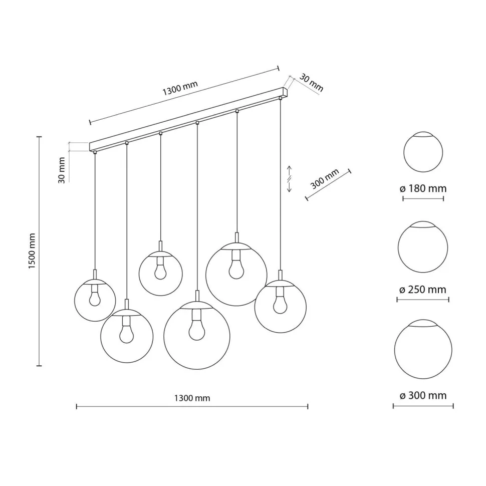 Hängeleuchte Rauchglas Metall 130 cm lang H: max. 150 cm
