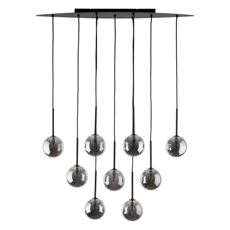 Hängeleuchte Rauchglas Metall höhenverstellbar Schwarz Grau