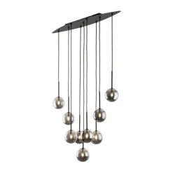 Hängeleuchte Rauchglas Metall höhenverstellbar Schwarz Grau