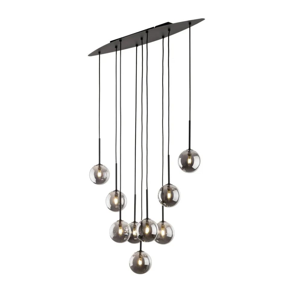 Hängeleuchte Rauchglas Metall höhenverstellbar Schwarz Grau
