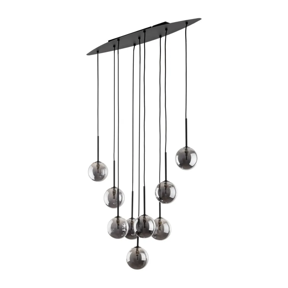 Hängeleuchte Rauchglas Metall höhenverstellbar Schwarz Grau