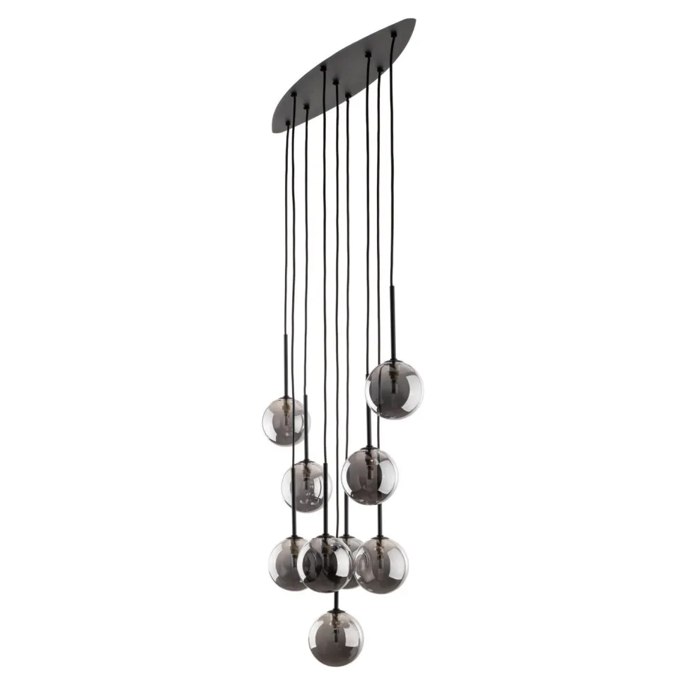 Hängeleuchte Rauchglas Metall höhenverstellbar Schwarz Grau