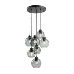 Hängeleuchte Rauchglas 7x E27 verstellbar Kugelschirme